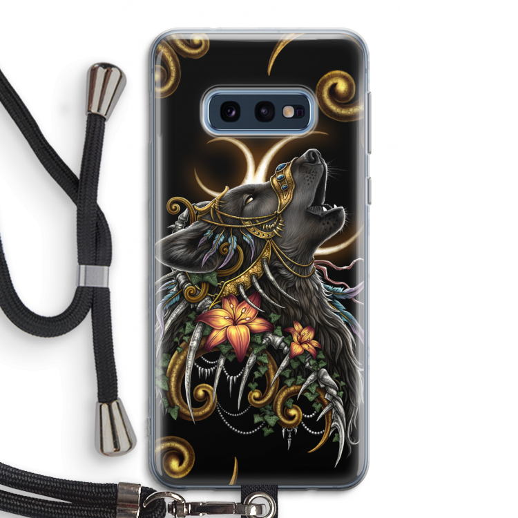 Huilende Wolf: Samsung Galaxy S10e Transparant Hoesje met koord