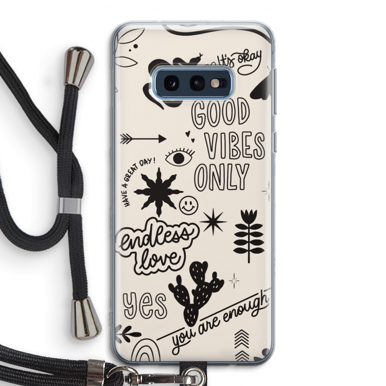 Good vibes: Samsung Galaxy S10e Transparant Hoesje met koord