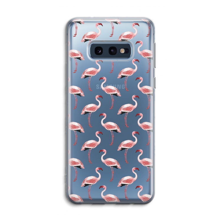 Flamingoprint groen: Samsung Galaxy S10e Transparant Hoesje