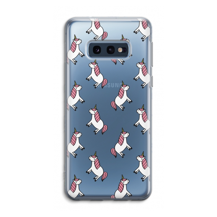 Eenhoorns overal: Samsung Galaxy S10e Transparant Hoesje