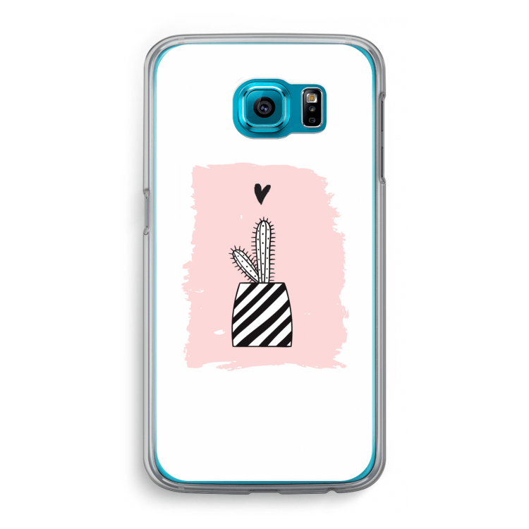Zwart-wit cactus: Samsung Galaxy S6 Transparant Hoesje