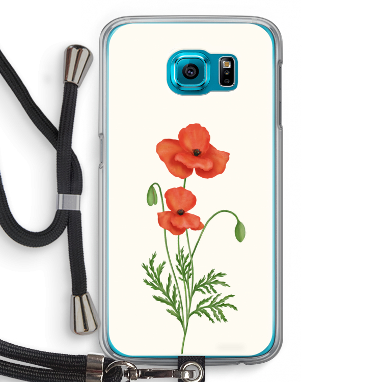 Red poppy: Samsung Galaxy S6 Transparant Hoesje met koord
