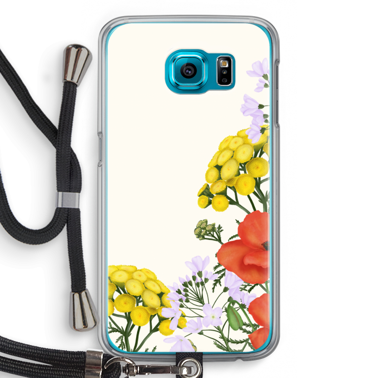 Wilde bloemen: Samsung Galaxy S6 Transparant Hoesje met koord