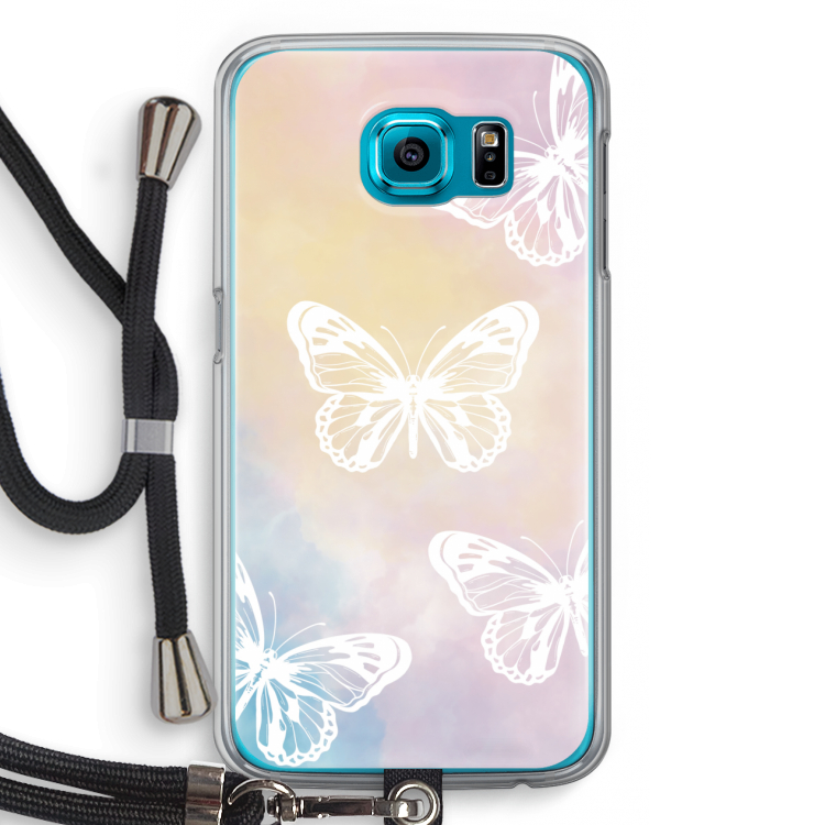White butterfly: Samsung Galaxy S6 Transparant Hoesje met koord