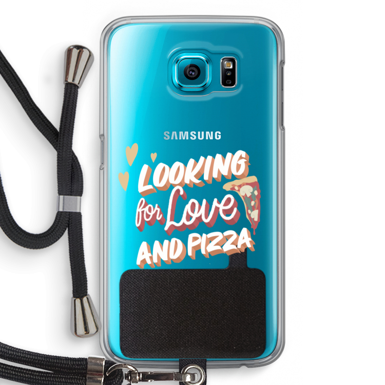 Pizza is the answer: Samsung Galaxy S6 Transparant Hoesje met koord