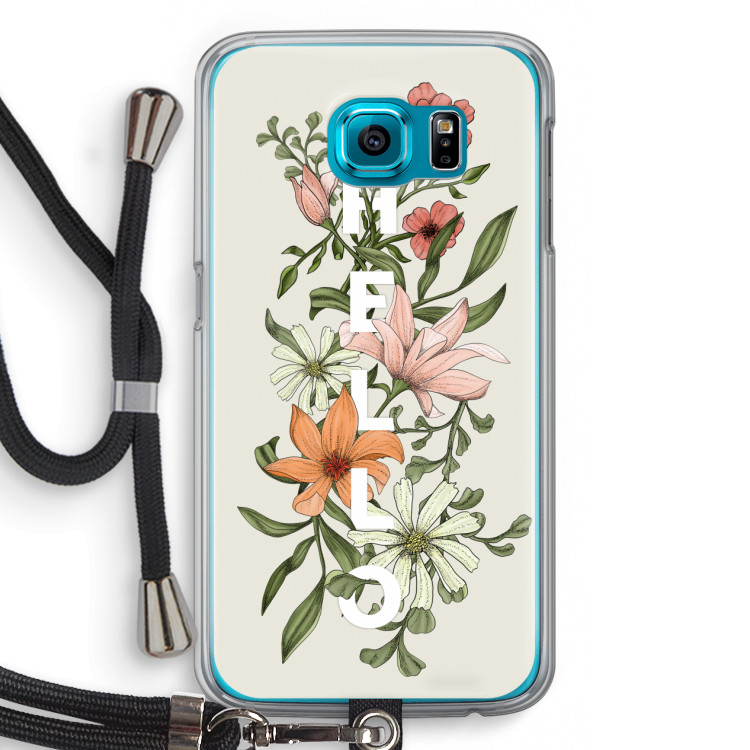 Hello bloemen: Samsung Galaxy S6 Transparant Hoesje met koord