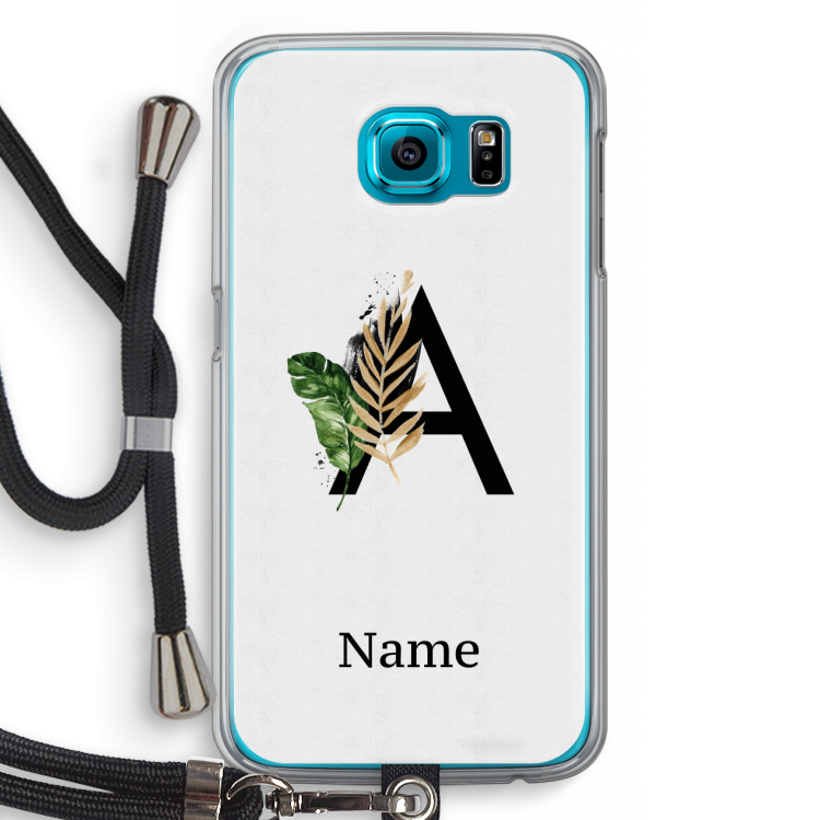 Charcoal Flora: Samsung Galaxy S6 Transparant Hoesje met koord