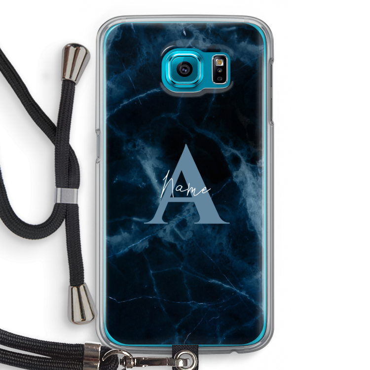 Midnight Marble: Samsung Galaxy S6 Transparant Hoesje met koord
