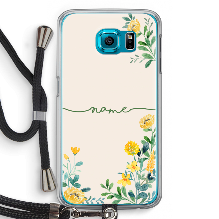 Gele bloemen: Samsung Galaxy S6 Transparant Hoesje met koord