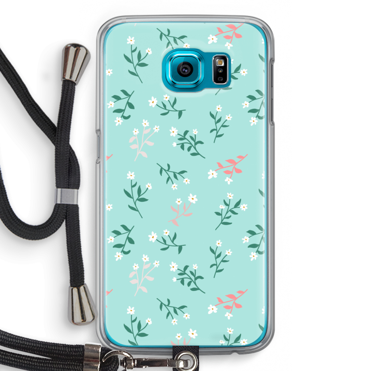 Small white flowers: Samsung Galaxy S6 Transparant Hoesje met koord