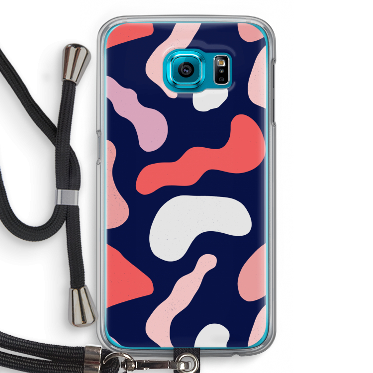 Memphis Shapes Pink: Samsung Galaxy S6 Transparant Hoesje met koord