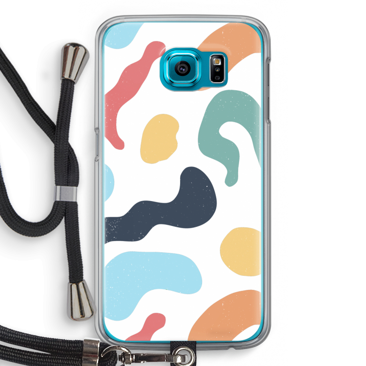 Memphis Shapes Blue: Samsung Galaxy S6 Transparant Hoesje met koord