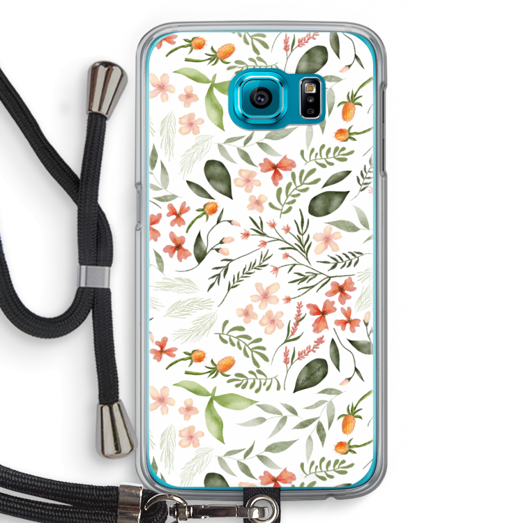 Sweet little flowers: Samsung Galaxy S6 Transparant Hoesje met koord