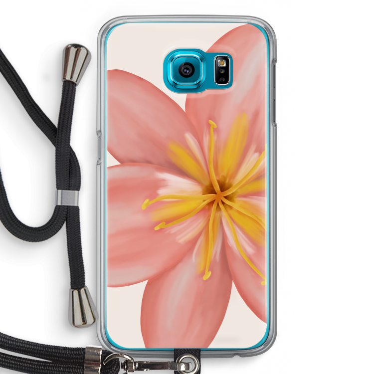 Pink Ellila Flower: Samsung Galaxy S6 Transparant Hoesje met koord
