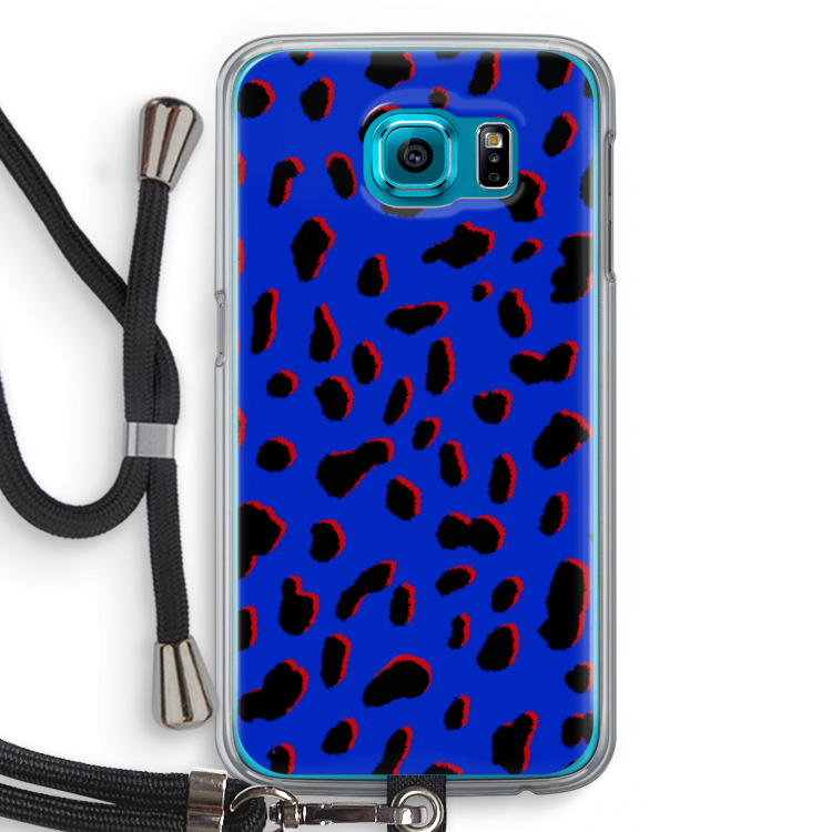 Blue Leopard: Samsung Galaxy S6 Transparant Hoesje met koord