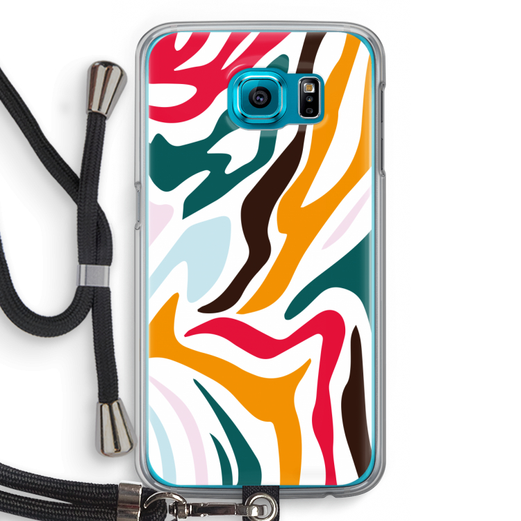 Colored Zebra: Samsung Galaxy S6 Transparant Hoesje met koord