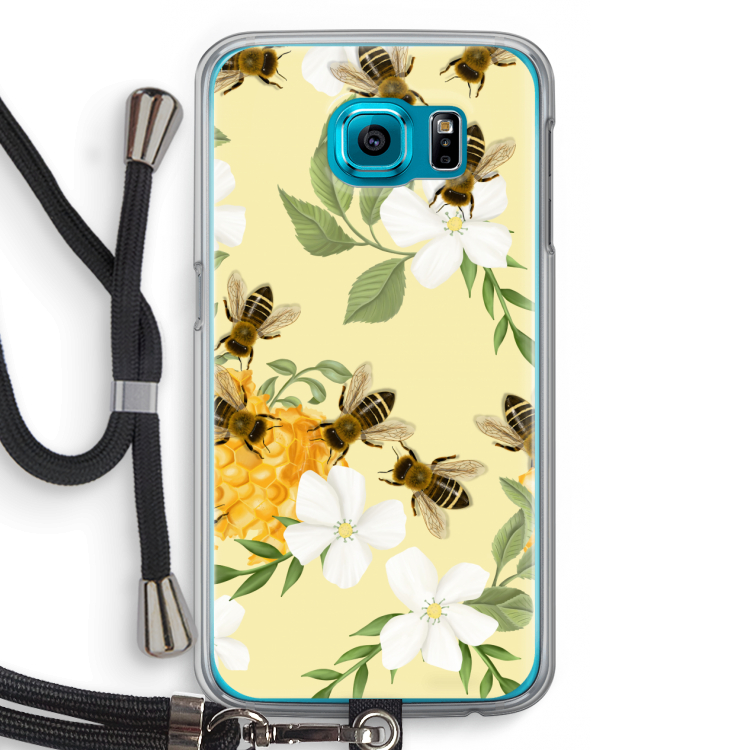 No flowers without bees: Samsung Galaxy S6 Transparant Hoesje met koord