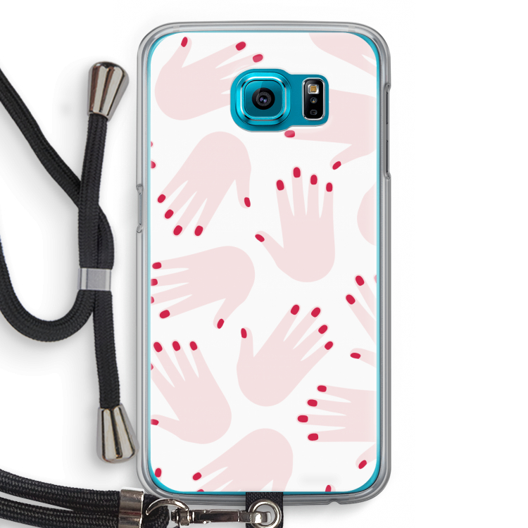 Hands pink: Samsung Galaxy S6 Transparant Hoesje met koord
