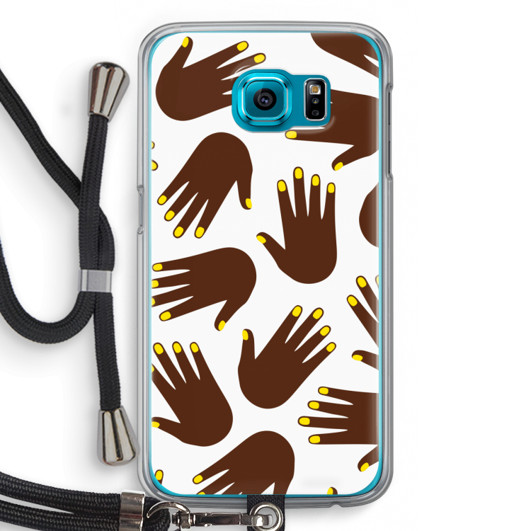 Hands dark: Samsung Galaxy S6 Transparant Hoesje met koord