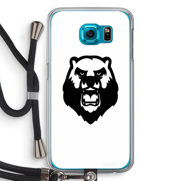 Angry Bear (white): Samsung Galaxy S6 Transparant Hoesje met koord