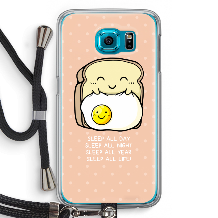 Sleep All Day: Samsung Galaxy S6 Transparant Hoesje met koord