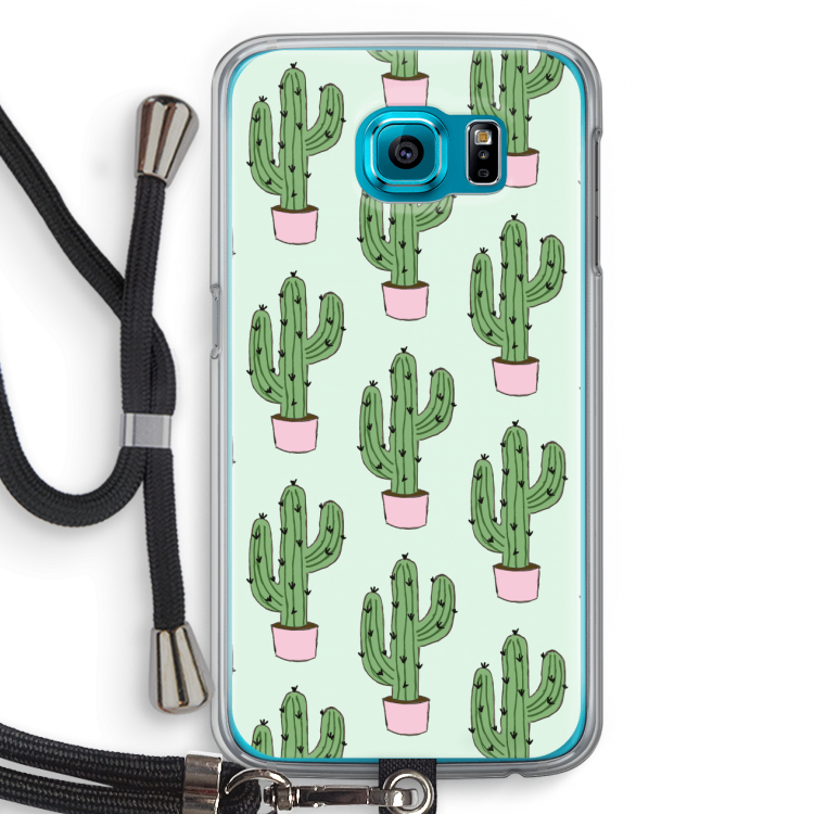 Cactus Lover: Samsung Galaxy S6 Transparant Hoesje met koord