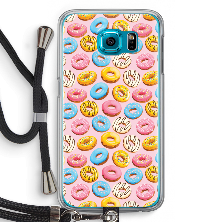 Pink donuts: Samsung Galaxy S6 Transparant Hoesje met koord