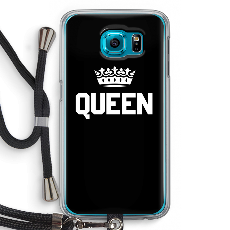 Queen zwart: Samsung Galaxy S6 Transparant Hoesje met koord