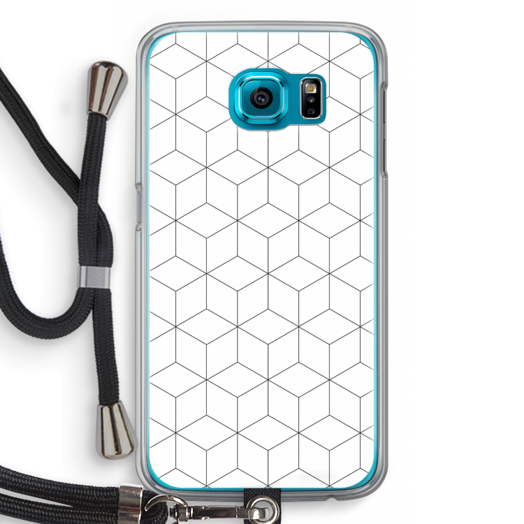 Zwart-witte kubussen: Samsung Galaxy S6 Transparant Hoesje met koord
