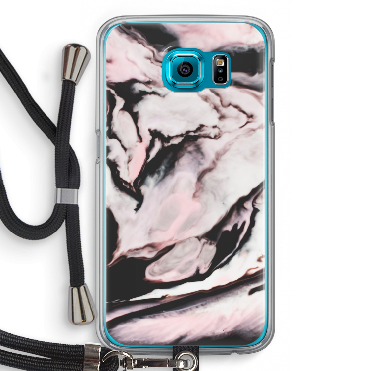 Roze stroom: Samsung Galaxy S6 Transparant Hoesje met koord