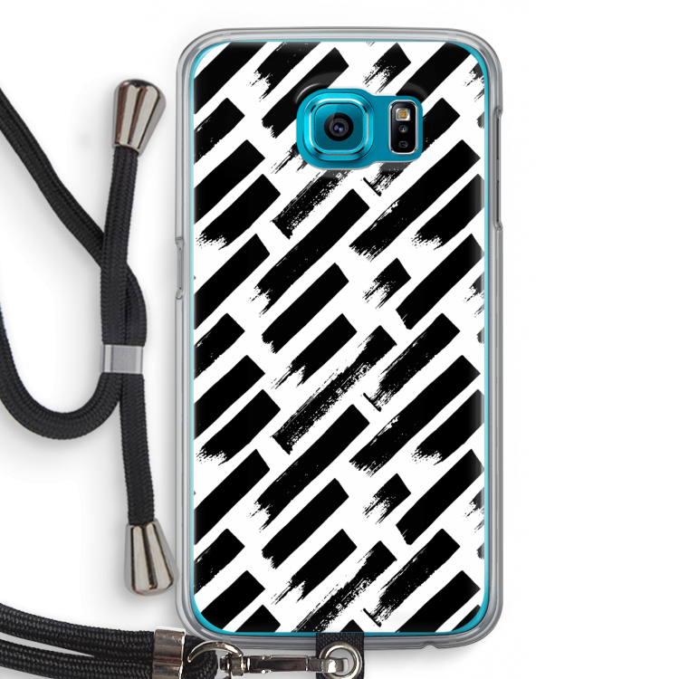 Zwarte vegen: Samsung Galaxy S6 Transparant Hoesje met koord
