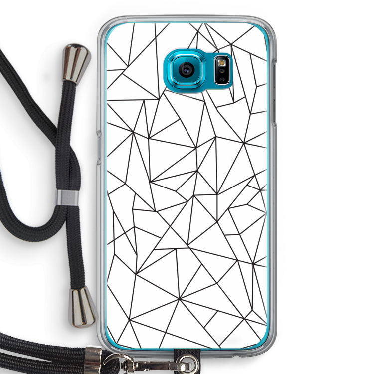 Geometrische lijnen zwart: Samsung Galaxy S6 Transparant Hoesje met koord