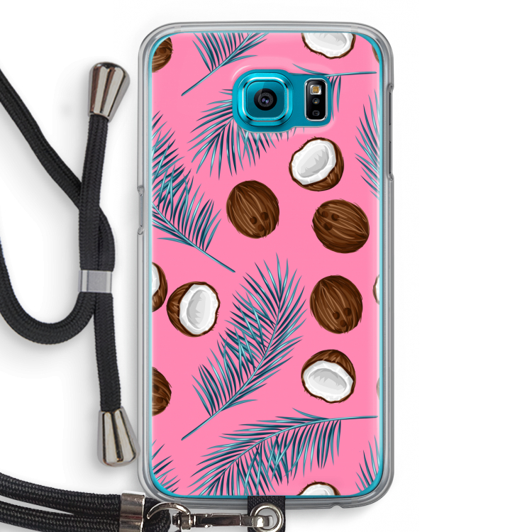 Kokosnoot roze: Samsung Galaxy S6 Transparant Hoesje met koord