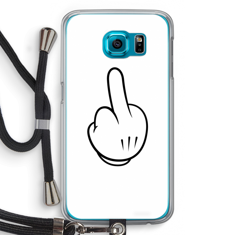 Middle finger white: Samsung Galaxy S6 Transparant Hoesje met koord
