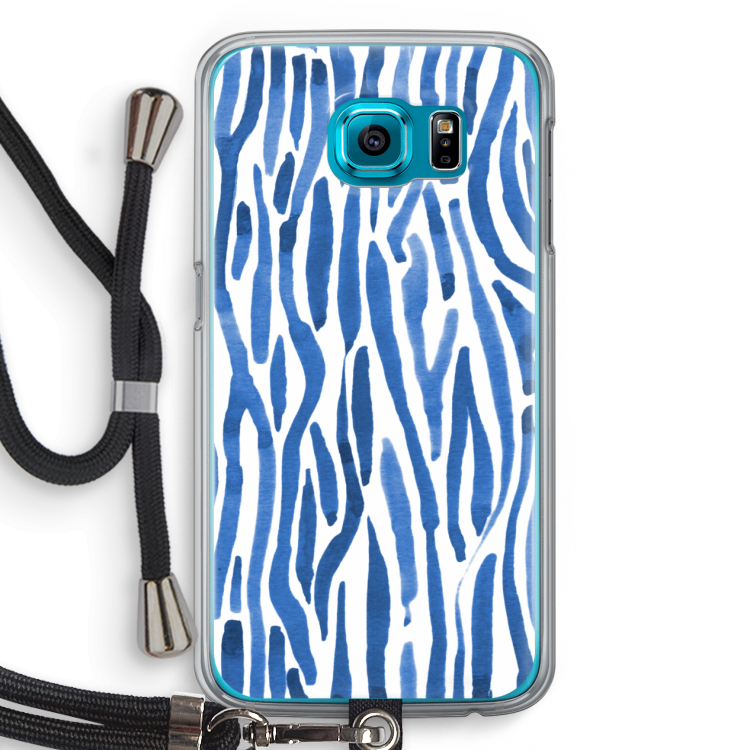 Blauwe nerven: Samsung Galaxy S6 Transparant Hoesje met koord
