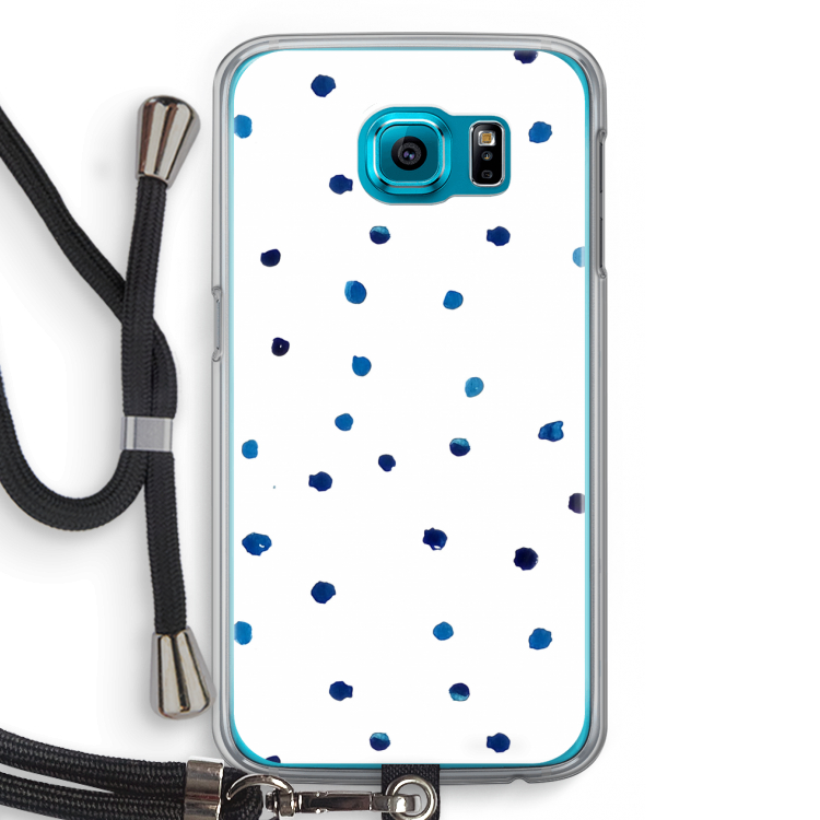 Blauwe stippen: Samsung Galaxy S6 Transparant Hoesje met koord