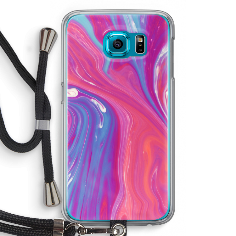 Paarse stroom: Samsung Galaxy S6 Transparant Hoesje met koord