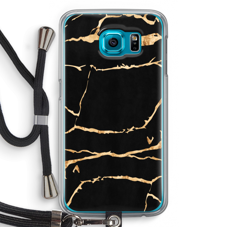 Gouden marmer: Samsung Galaxy S6 Transparant Hoesje met koord