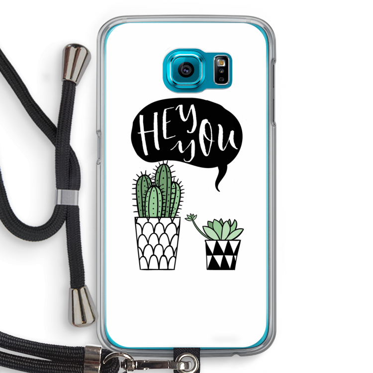 Hey you cactus: Samsung Galaxy S6 Transparant Hoesje met koord