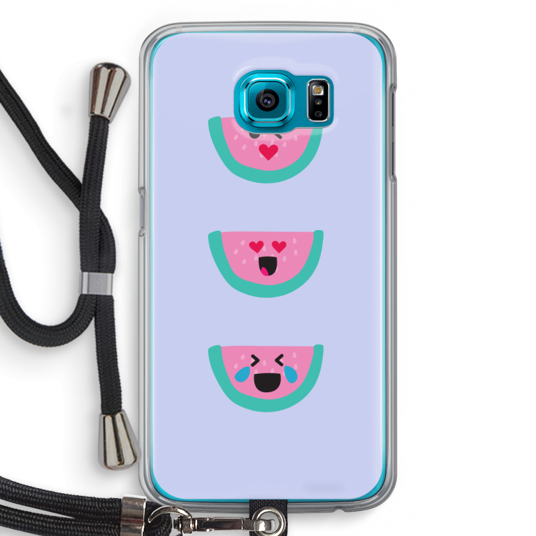 Smiley watermeloen: Samsung Galaxy S6 Transparant Hoesje met koord