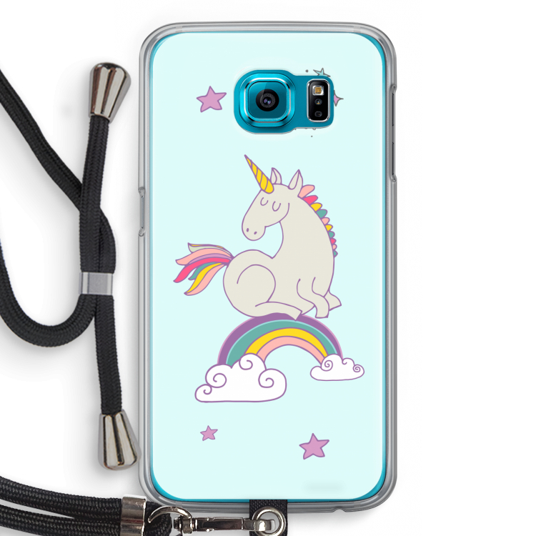 Regenboog eenhoorn: Samsung Galaxy S6 Transparant Hoesje met koord