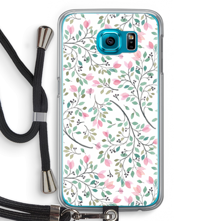 Sierlijke bloemen: Samsung Galaxy S6 Transparant Hoesje met koord