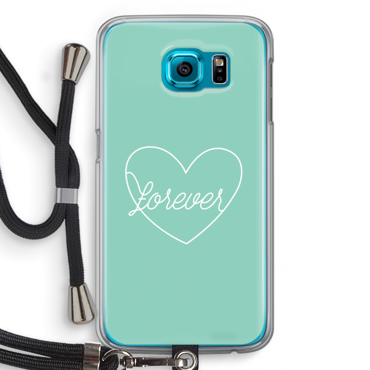 Forever heart pastel: Samsung Galaxy S6 Transparant Hoesje met koord