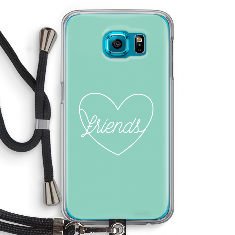 Friends heart pastel: Samsung Galaxy S6 Transparant Hoesje met koord