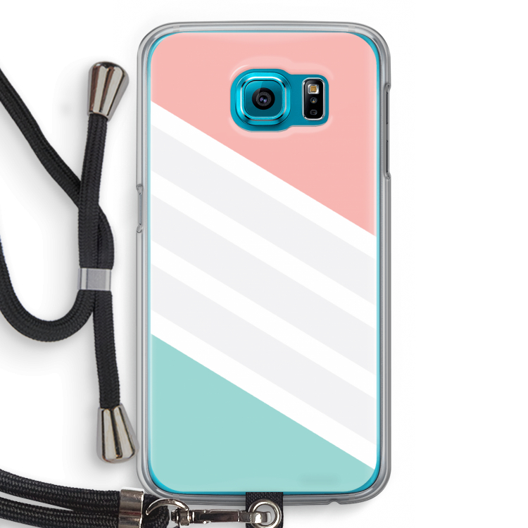 Strepen pastel: Samsung Galaxy S6 Transparant Hoesje met koord