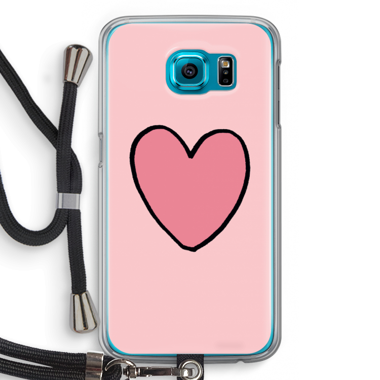 Hartje: Samsung Galaxy S6 Transparant Hoesje met koord