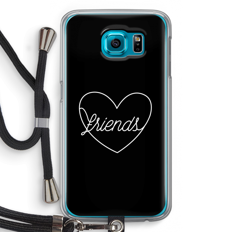 Friends heart black: Samsung Galaxy S6 Transparant Hoesje met koord