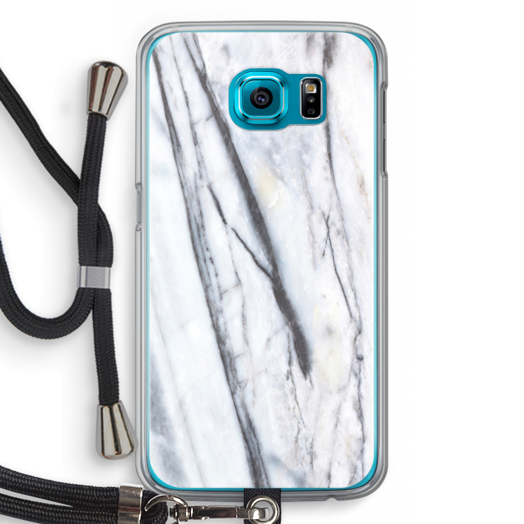 Gestreepte marmer: Samsung Galaxy S6 Transparant Hoesje met koord