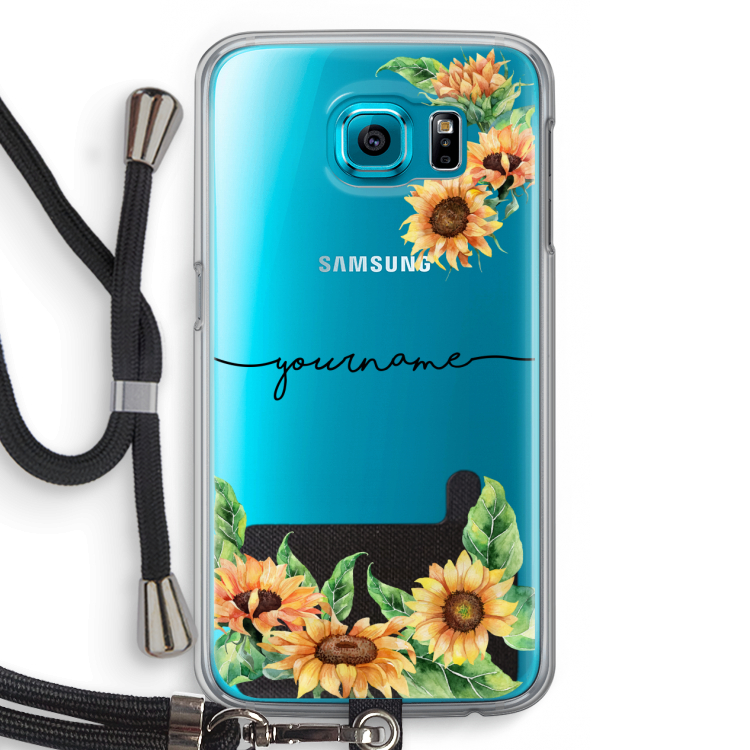 Zonnebloemen: Samsung Galaxy S6 Transparant Hoesje met koord