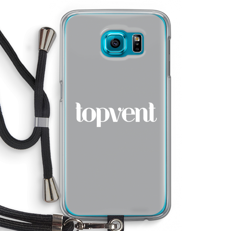 Topvent Grijs Wit: Samsung Galaxy S6 Transparant Hoesje met koord